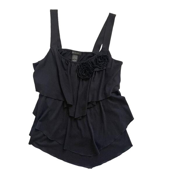 Sam & Max Black Tank with‎ Ruffles/Roses Size Large - Picture 5 of 5